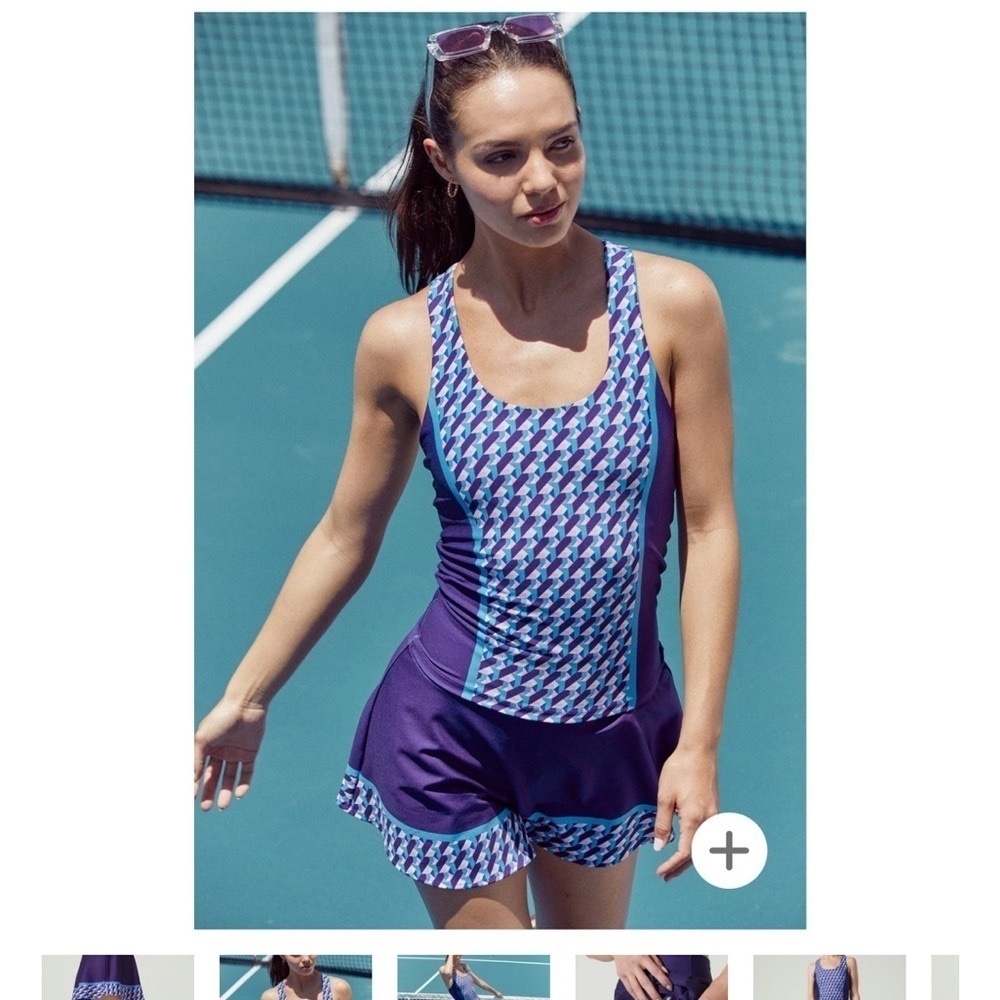 Tennis skirt and tank set geo blue and purple print Small BNWT